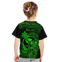 Hawaii Kid T Shirt King Kamehameha Mix Polynesian Plumeria Green Version LT14 - Polynesian Pride