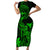 Hawaii Short Sleeve Bodycon Dress King Kamehameha Mix Polynesian Plumeria Green Version LT14 Long Dress Green - Polynesian Pride