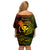 Hawaii Off Shoulder Short Dress Pineapple Mix Polynesian Plumeria Reggae Version LT14 - Polynesian Pride