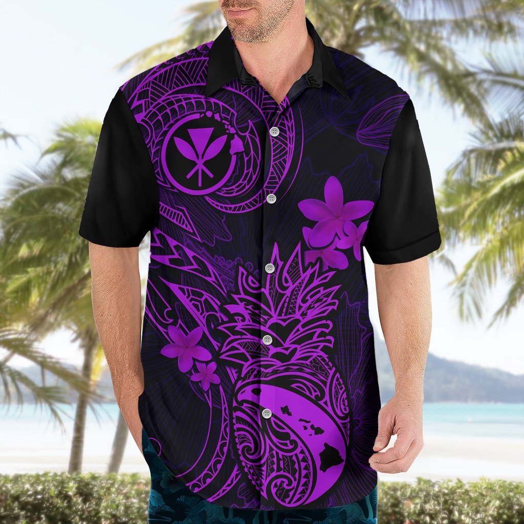 Hawaii Hawaiian Shirt Pineapple Mix Polynesian Plumeria Purple Version LT14 - Polynesian Pride