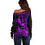 Hawaii Off Shoulder Sweater Pineapple Mix Polynesian Plumeria Purple Version LT14 - Polynesian Pride