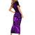 Hawaii Short Sleeve Bodycon Dress Pineapple Mix Polynesian Plumeria Purple Version LT14 - Polynesian Pride