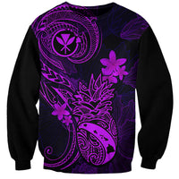 Hawaii Sweatshirt Pineapple Mix Polynesian Plumeria Purple Version LT14 Unisex Purple - Polynesian Pride