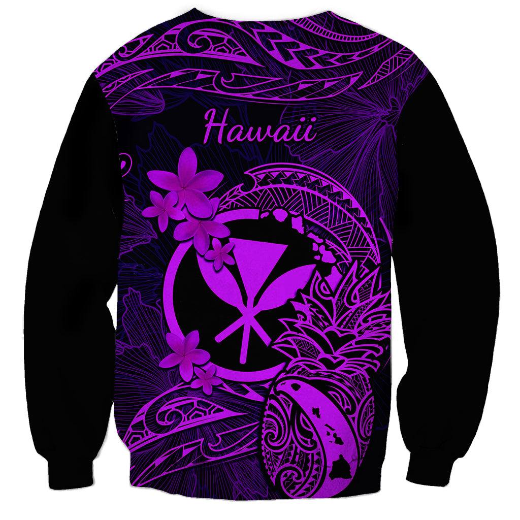 Hawaii Sweatshirt Pineapple Mix Polynesian Plumeria Purple Version LT14 - Polynesian Pride