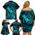 Hawaii Family Matching Off Shoulder Short Dress and Hawaiian Shirt Pineapple Mix Polynesian Plumeria Turquoise Version LT14 - Polynesian Pride