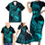 Hawaii Family Matching Short Sleeve Bodycon Dress and Hawaiian Shirt Pineapple Mix Polynesian Plumeria Turquoise Version LT14 - Polynesian Pride