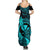 Hawaii Summer Maxi Dress Pineapple Mix Polynesian Plumeria Turquoise Version LT14 - Polynesian Pride