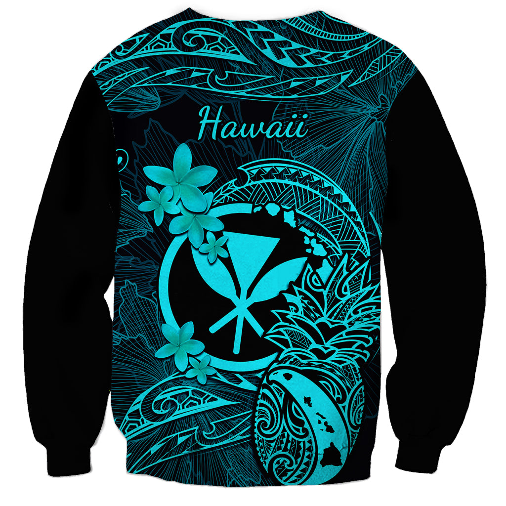 Hawaii Sweatshirt Pineapple Mix Polynesian Plumeria Turquoise Version LT14 - Polynesian Pride