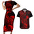 Hawaii Couples Matching Short Sleeve Bodycon Dress and Hawaiian Shirt Pineapple Mix Polynesian Plumeria Red Version LT14 Red - Polynesian Pride