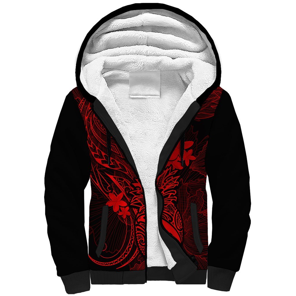 Hawaii Sherpa Hoodie Pineapple Mix Polynesian Plumeria Red Version LT14 Unisex Red - Polynesian Pride