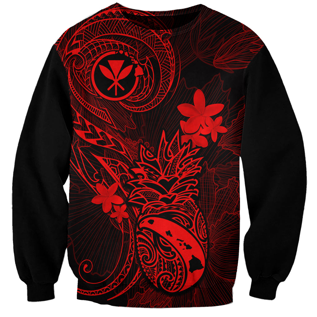 Hawaii Sweatshirt Pineapple Mix Polynesian Plumeria Red Version LT14 Unisex Red - Polynesian Pride