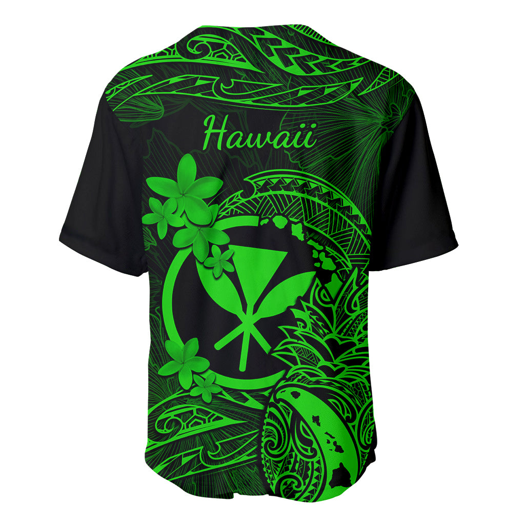 Hawaii Baseball Jersey Pineapple Mix Polynesian Plumeria Green Version LT14 - Polynesian Pride