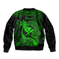 Hawaii Bomber Jacket Pineapple Mix Polynesian Plumeria Green Version LT14 - Polynesian Pride