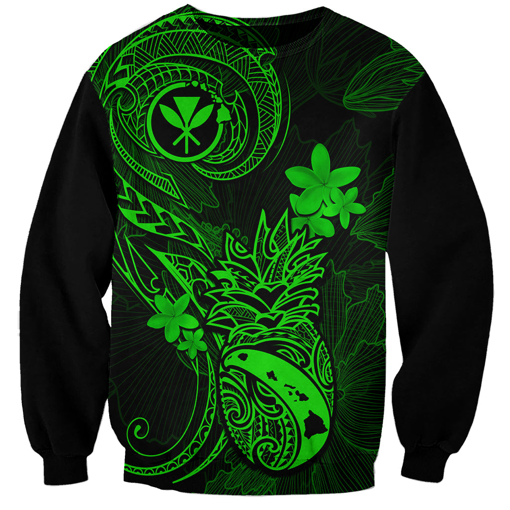 Hawaii Sweatshirt Pineapple Mix Polynesian Plumeria Green Version LT14 Unisex Green - Polynesian Pride