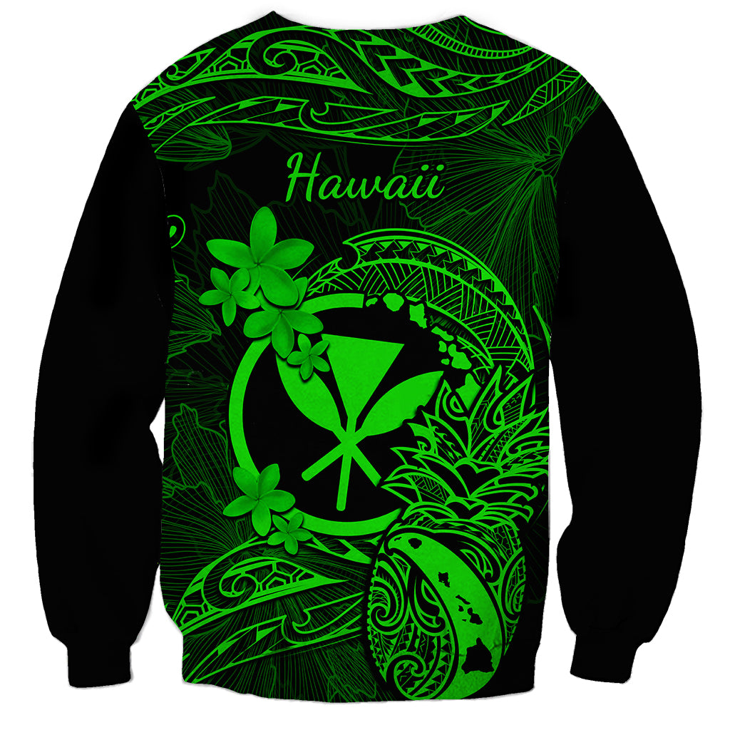 Hawaii Sweatshirt Pineapple Mix Polynesian Plumeria Green Version LT14 - Polynesian Pride