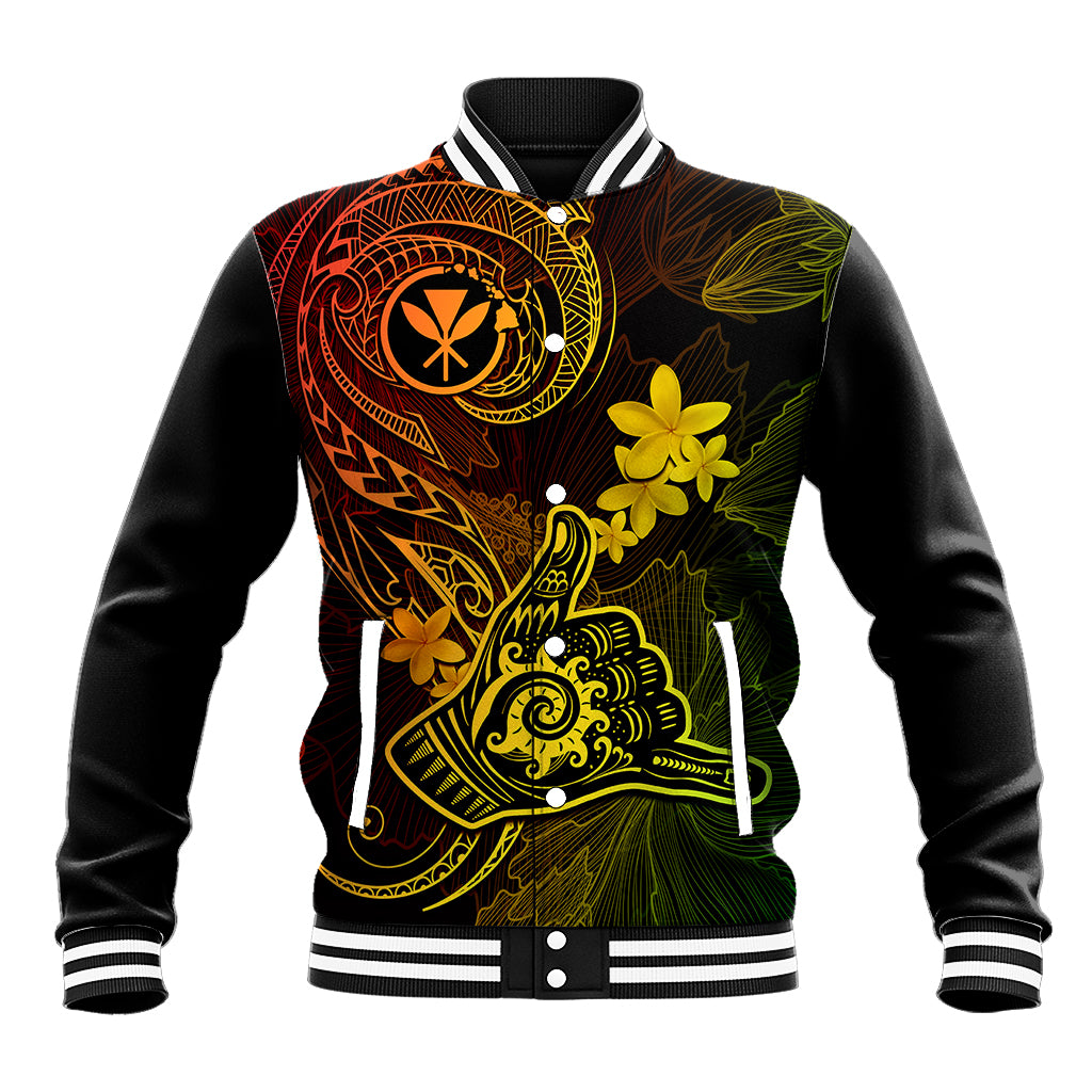 Hawaii Baseball Jacket Shaka Tattoo Mix Polynesian Plumeria Reggae Version LT14 Unisex Reggae - Polynesian Pride