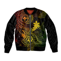 Hawaii Bomber Jacket Shaka Tattoo Mix Polynesian Plumeria Reggae Version LT14 Unisex Reggae - Polynesian Pride