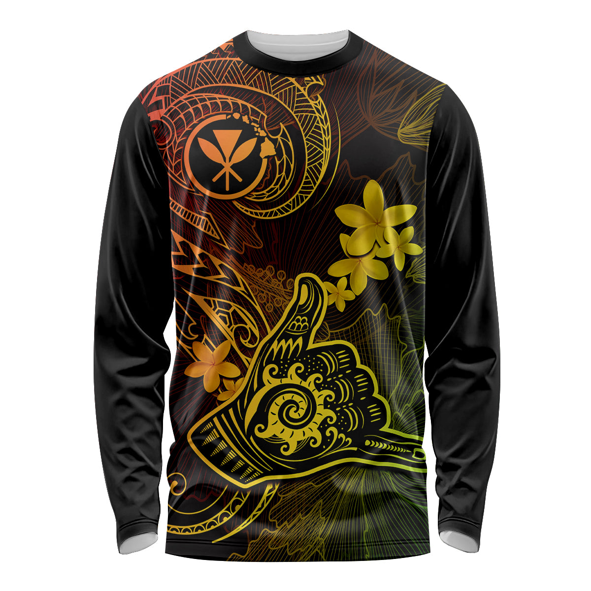 Hawaii Long Sleeve Shirt Shaka Tattoo Mix Polynesian Plumeria Reggae Version LT14 Unisex Reggae - Polynesian Pride