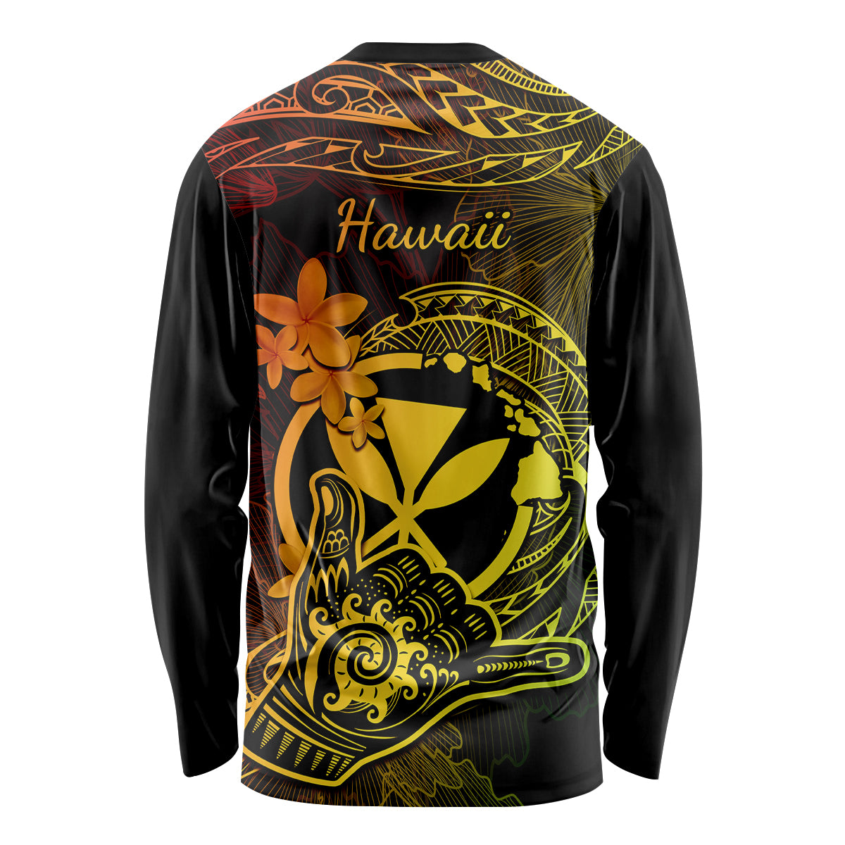 Hawaii Long Sleeve Shirt Shaka Tattoo Mix Polynesian Plumeria Reggae Version LT14 - Polynesian Pride
