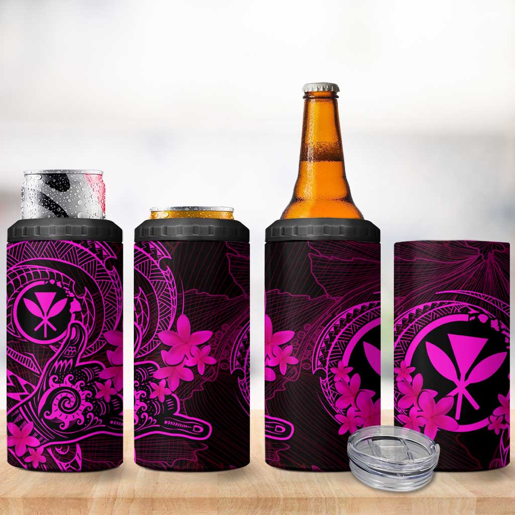 Hawaii 4 in 1 Can Cooler Tumbler Shaka Tattoo Mix Polynesian Plumeria Pink Version LT14 - Polynesian Pride