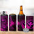 Hawaii 4 in 1 Can Cooler Tumbler Shaka Tattoo Mix Polynesian Plumeria Pink Version