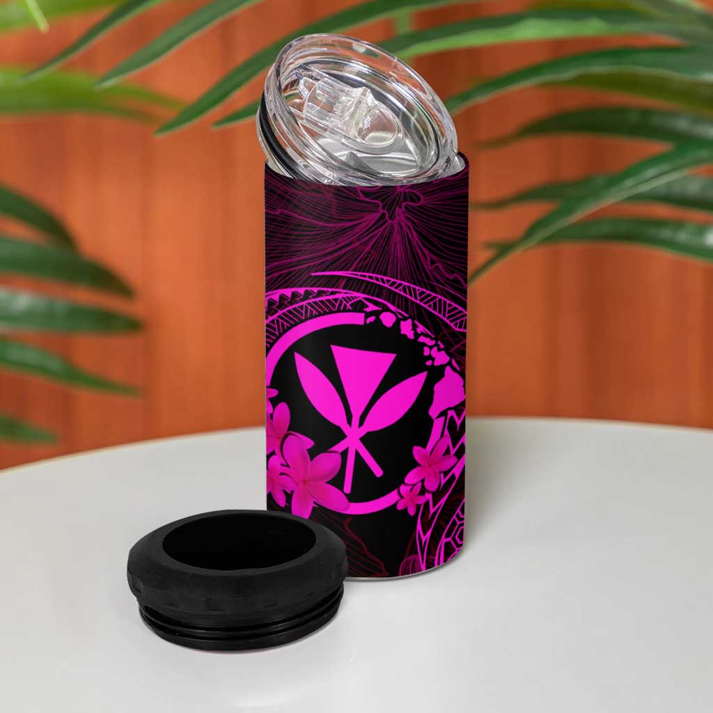 Hawaii 4 in 1 Can Cooler Tumbler Shaka Tattoo Mix Polynesian Plumeria Pink Version LT14 - Polynesian Pride