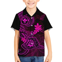 Hawaii Kid Hawaiian Shirt Shaka Tattoo Mix Polynesian Plumeria Pink Version LT14 - Polynesian Pride