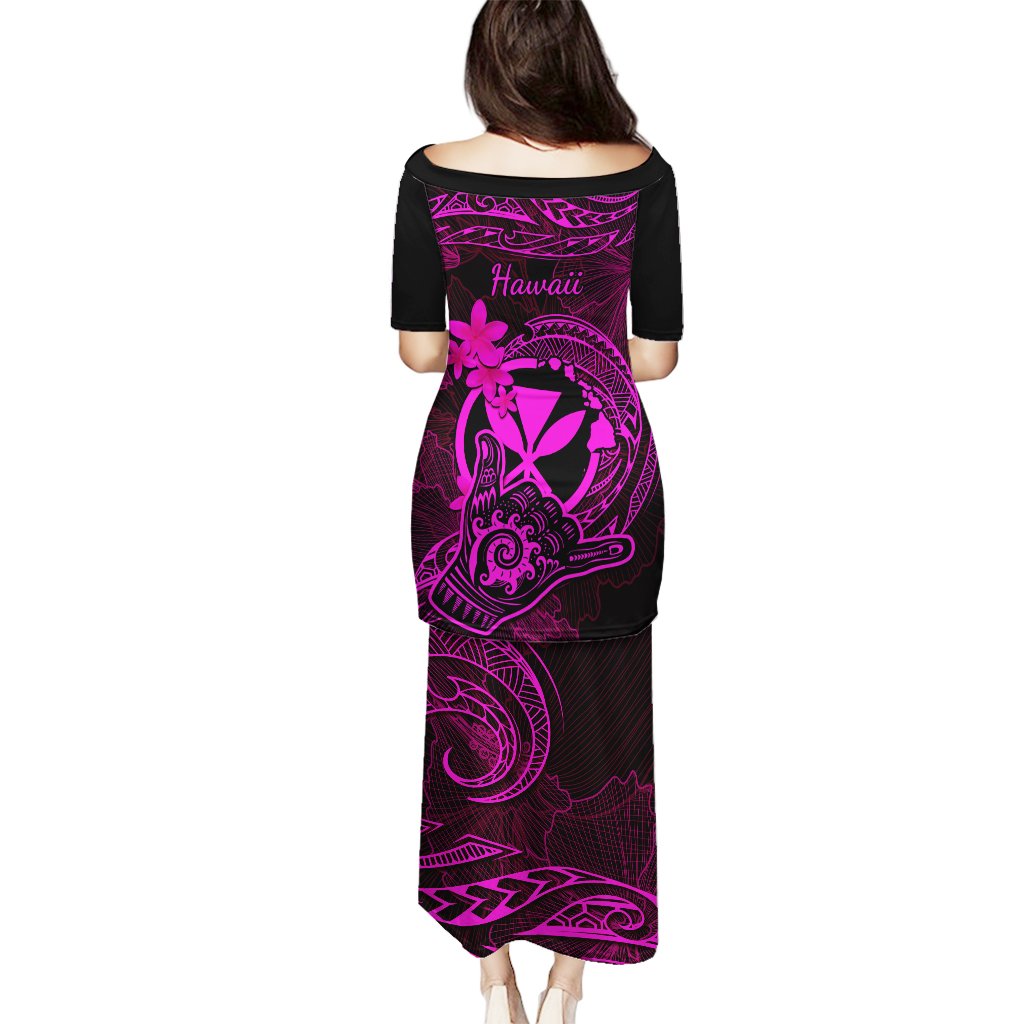 Hawaii Puletasi Shaka Tattoo Mix Polynesian Plumeria Pink Version LT14 - Polynesian Pride