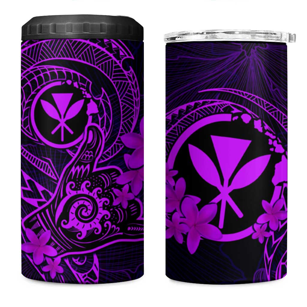 Hawaii 4 in 1 Can Cooler Tumbler Shaka Tattoo Mix Polynesian Plumeria Purple Version LT14 One Size: 16 oz Purple - Polynesian Pride