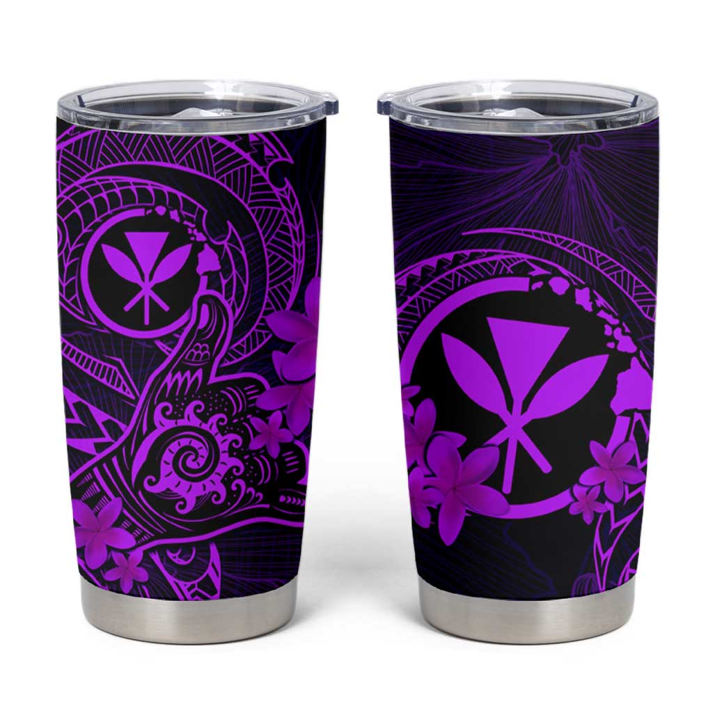 Hawaii Tumbler Cup Shaka Tattoo Mix Polynesian Plumeria Purple Version LT14 Purple - Polynesian Pride