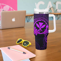 Hawaii Tumbler With Handle Shaka Tattoo Mix Polynesian Plumeria Purple Version LT14 - Polynesian Pride
