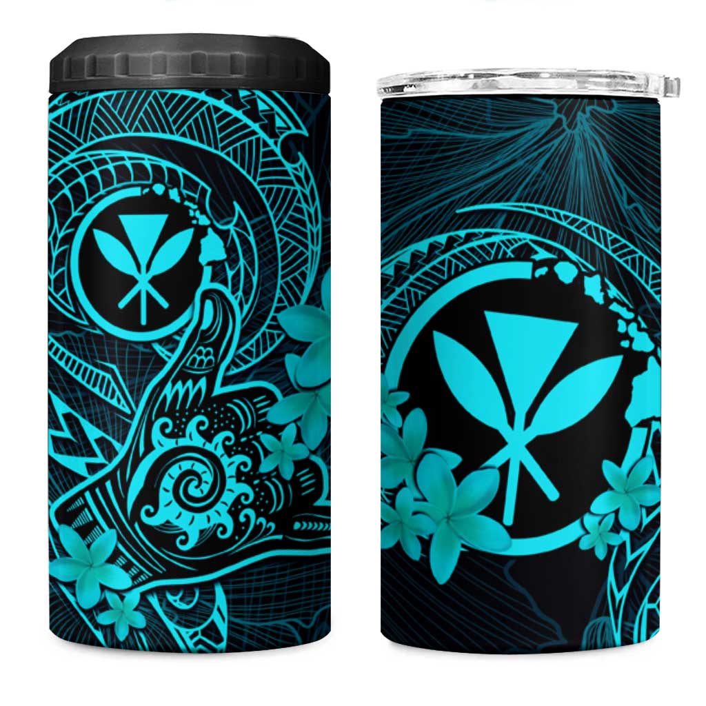 Hawaii 4 in 1 Can Cooler Tumbler Shaka Tattoo Mix Polynesian Plumeria Turquoise Version LT14 One Size: 16 oz Turquoise - Polynesian Pride