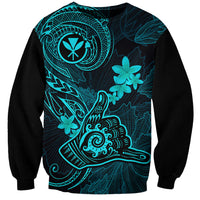Hawaii Sweatshirt Shaka Tattoo Mix Polynesian Plumeria Turquoise Version LT14 Unisex Turquoise - Polynesian Pride