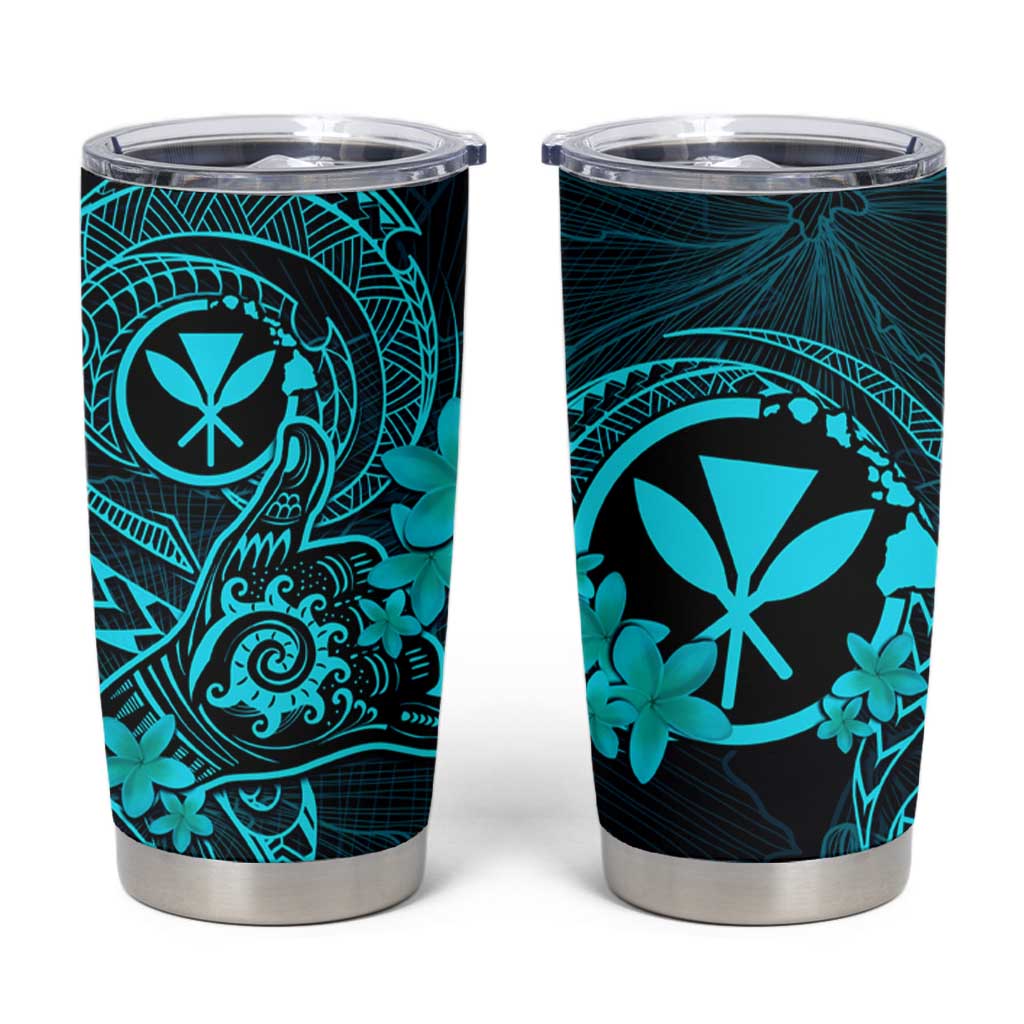 Hawaii Tumbler Cup Shaka Tattoo Mix Polynesian Plumeria Turquoise Version LT14 Turquoise - Polynesian Pride