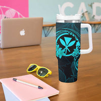 Hawaii Tumbler With Handle Shaka Tattoo Mix Polynesian Plumeria Turquoise Version LT14 - Polynesian Pride