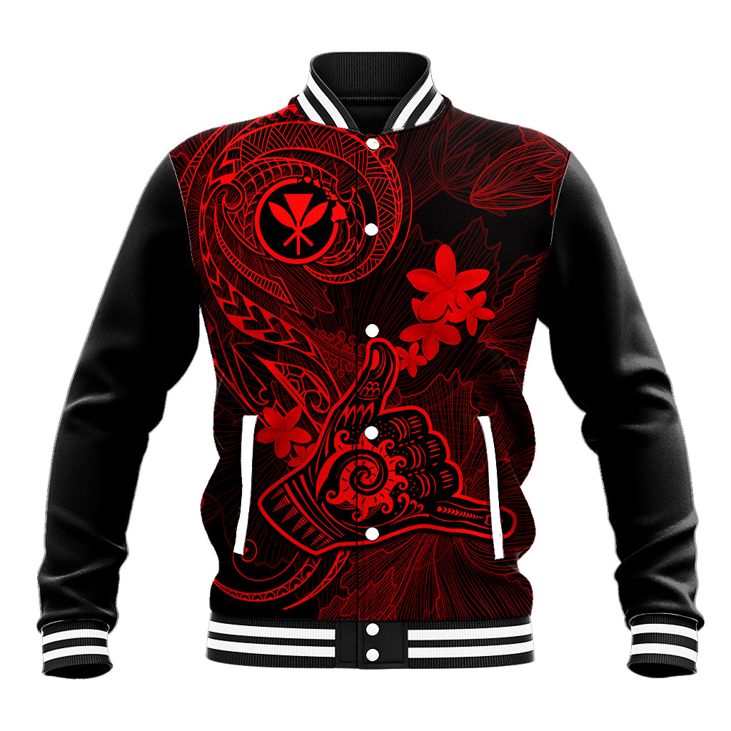 Hawaii Baseball Jacket Shaka Tattoo Mix Polynesian Plumeria Red Version LT14 Unisex Red - Polynesian Pride