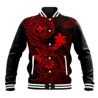 Hawaii Baseball Jacket Shaka Tattoo Mix Polynesian Plumeria Red Version LT14 Unisex Red - Polynesian Pride