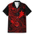 Hawaii Family Matching Puletasi Dress and Hawaiian Shirt Shaka Tattoo Mix Polynesian Plumeria Red Version LT14 Dad's Shirt - Short Sleeve Red - Polynesian Pride