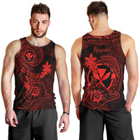 Hawaii Men Tank Top Shaka Tattoo Mix Polynesian Plumeria Red Version LT14 - Polynesian Pride