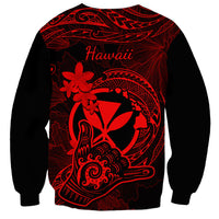 Hawaii Sweatshirt Shaka Tattoo Mix Polynesian Plumeria Red Version LT14 - Polynesian Pride