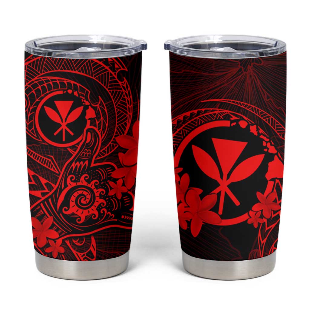 Hawaii Tumbler Cup Shaka Tattoo Mix Polynesian Plumeria Red Version LT14 Red - Polynesian Pride