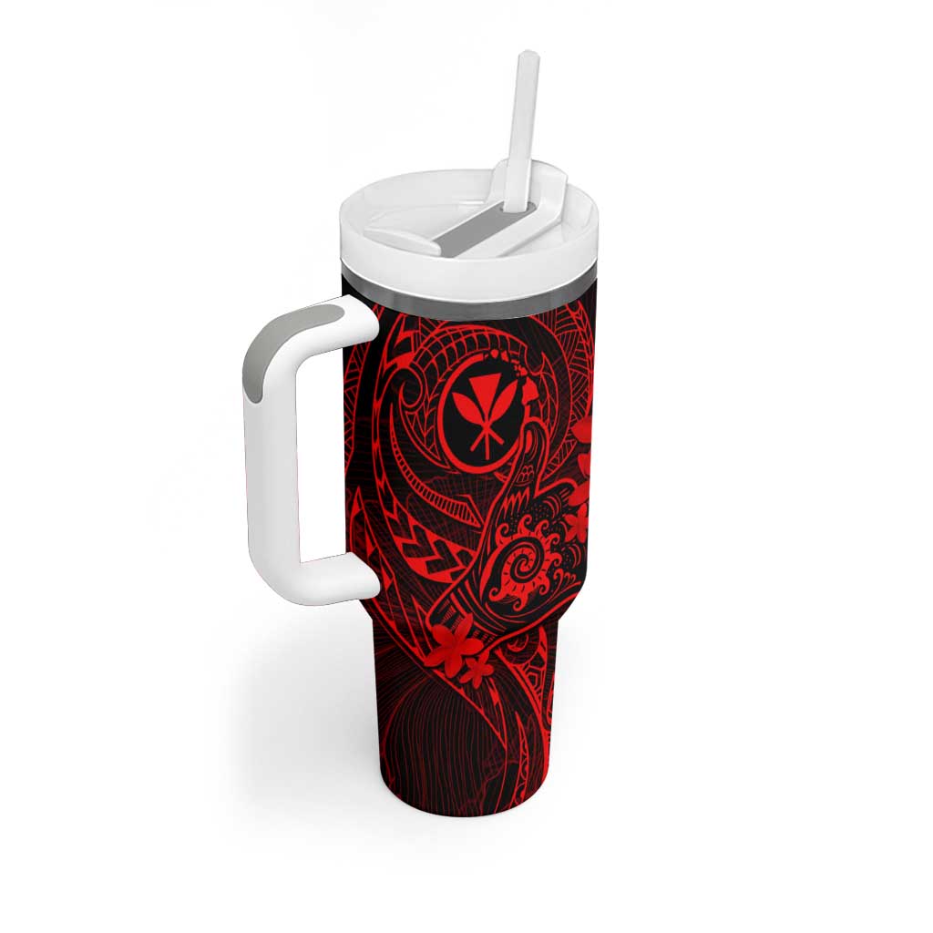 Hawaii Tumbler With Handle Shaka Tattoo Mix Polynesian Plumeria Red Version LT14 - Polynesian Pride