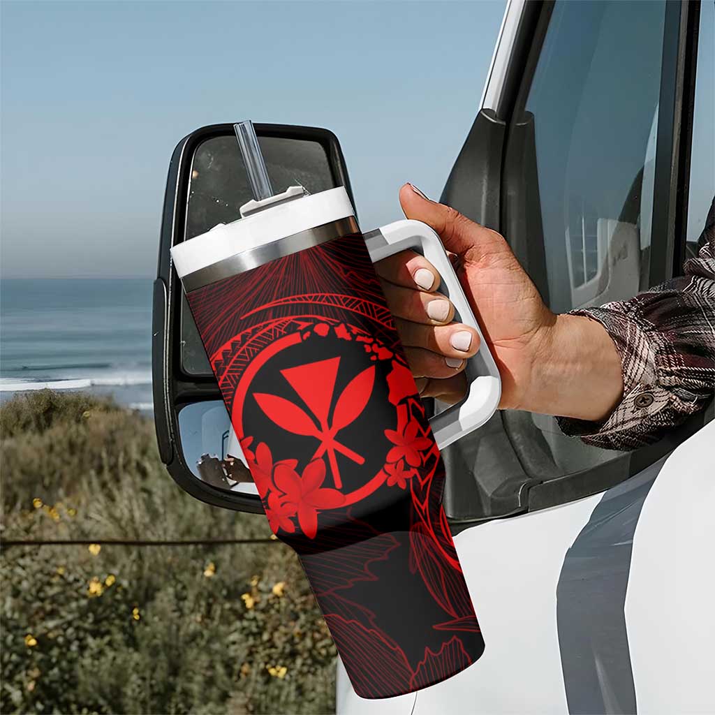 Hawaii Tumbler With Handle Shaka Tattoo Mix Polynesian Plumeria Red Version LT14 - Polynesian Pride
