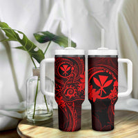 Hawaii Tumbler With Handle Shaka Tattoo Mix Polynesian Plumeria Red Version LT14 - Polynesian Pride