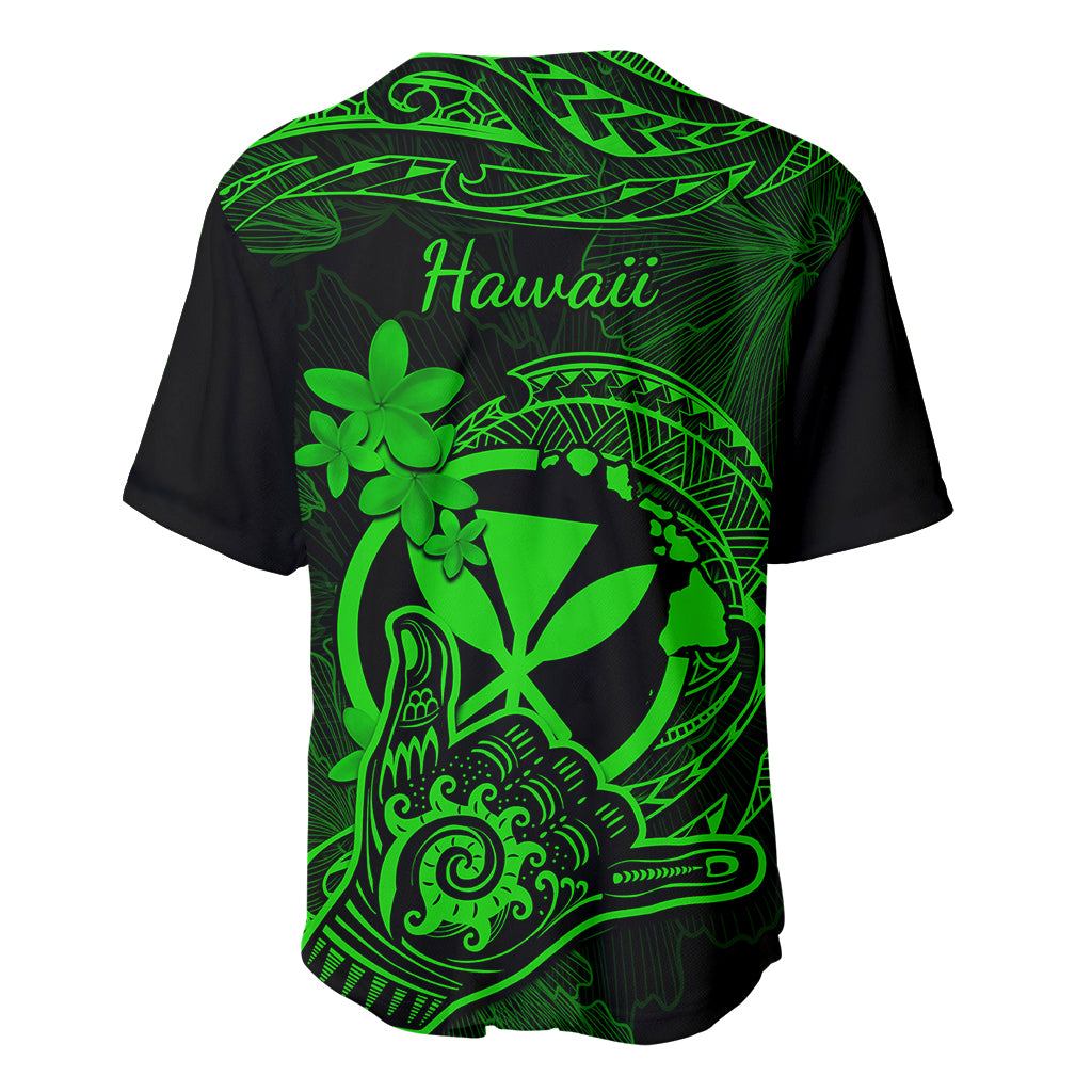 Hawaii Baseball Jersey Shaka Tattoo Mix Polynesian Plumeria Green Version LT14 - Polynesian Pride