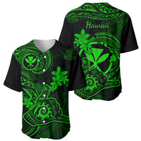 Hawaii Baseball Jersey Shaka Tattoo Mix Polynesian Plumeria Green Version LT14 - Polynesian Pride