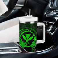 Hawaii Tumbler With Handle Shaka Tattoo Mix Polynesian Plumeria Green Version LT14 - Polynesian Pride