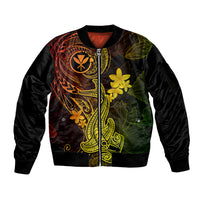 Hawaii Sleeve Zip Bomber Jacket Hammerhead Shark Tattoo Mix Polynesian Plumeria Reggae Version LT14 Unisex Reggae - Polynesian Pride