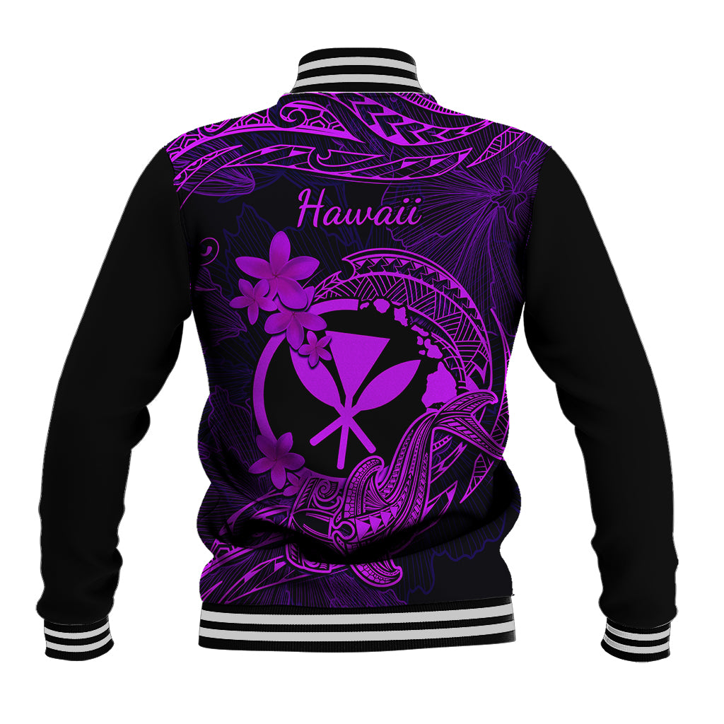 Hawaii Baseball Jacket Hammerhead Shark Tattoo Mix Polynesian Plumeria Purple Version LT14 - Polynesian Pride