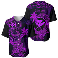 Hawaii Baseball Jersey Hammerhead Shark Tattoo Mix Polynesian Plumeria Purple Version LT14 - Polynesian Pride